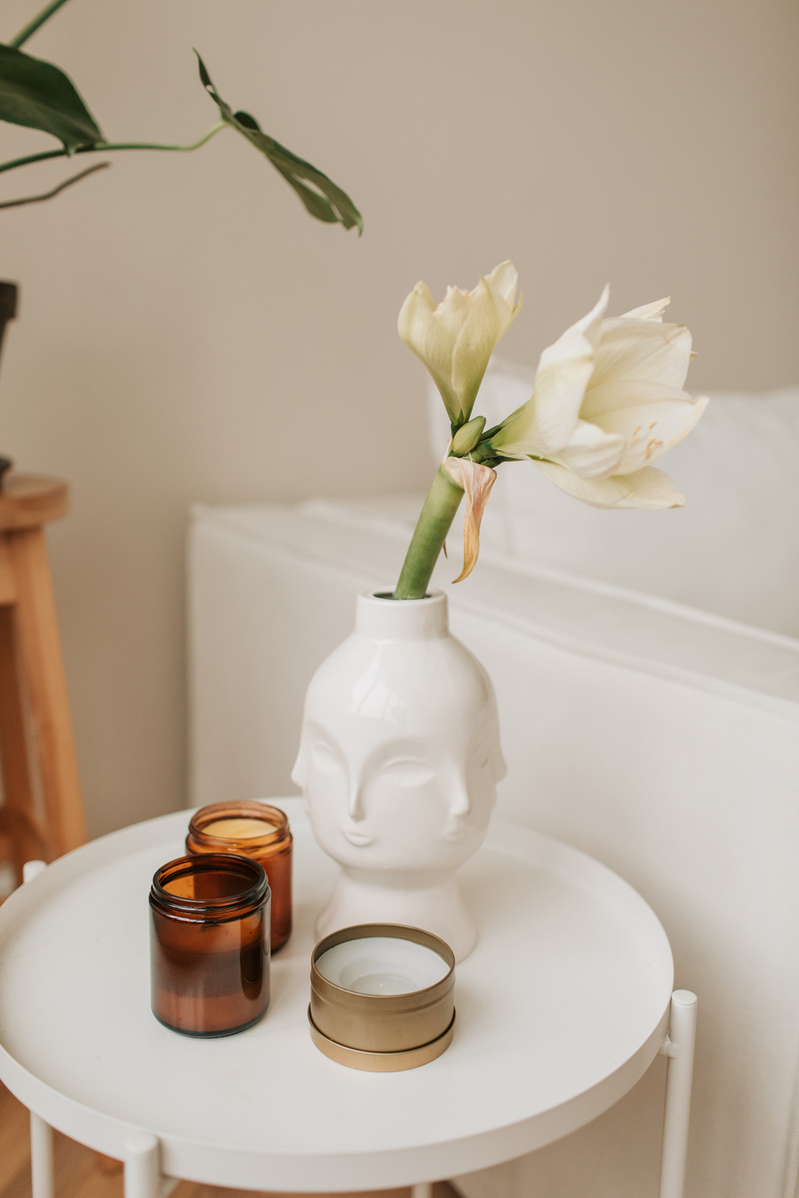 Scented Candles on White Living Room