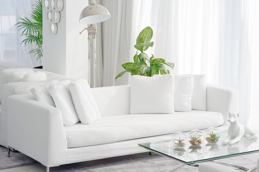 White room with sofa.